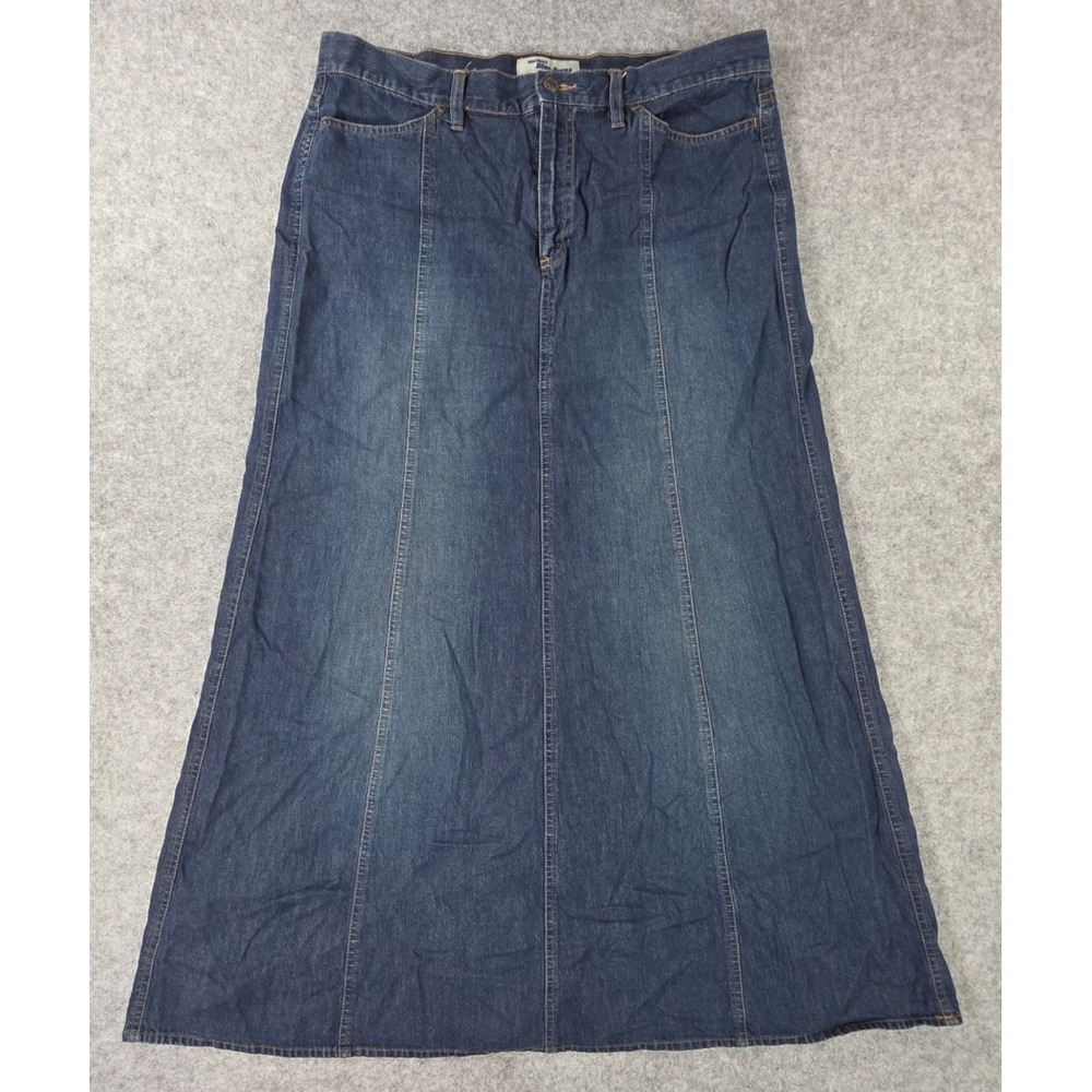 Vtg Old Navy Maxi Skirt Women's Size 12 Blue Denim Boho Cottagecore Utility y2K